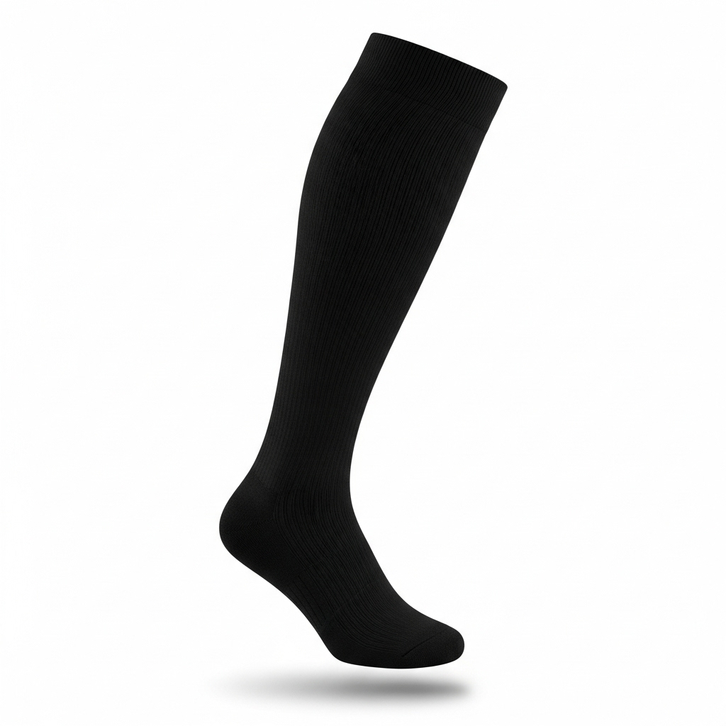Black 20-30mmHg compression sock for men and women, knee-high support for swelling, DVT, and circulation