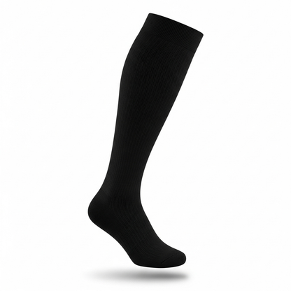 Black 20-30mmHg compression sock for men and women, knee-high support for swelling, DVT, and circulation