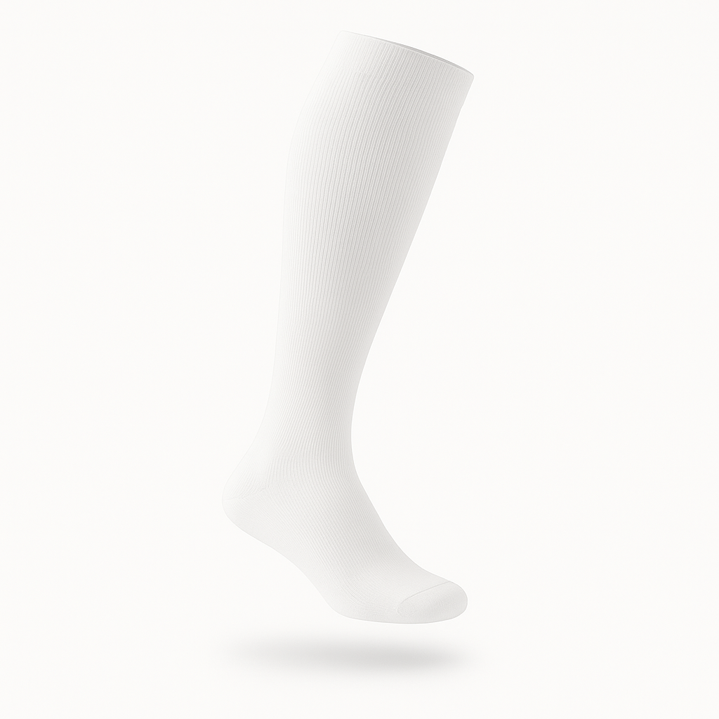 White compression socks for women, 20-30mmHg pregnancy support for leg swelling and fatigue relief during long shifts